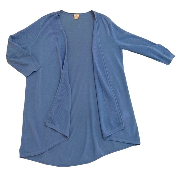 Chicos v neck longline open front lightweight periwinkle blue cardigan large - Picture 3 of 10